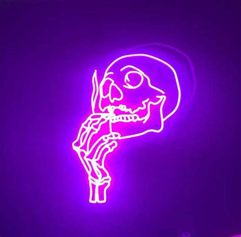 Smoking Skull Head Neon Sign Halloween Decoration Neon Sign Etsy
