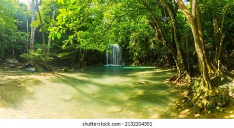 Beautiful Waterfall Green Forest Jungle Beautiful Stock Photo