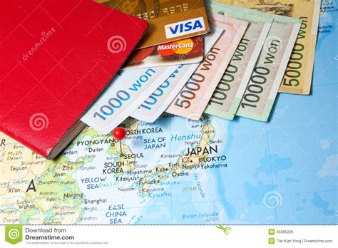 Credit and debit cards offer the best rates for purchases, but there are a few pitfalls to avoid. Passport With Credit Cards And South Korean Won Editorial ...