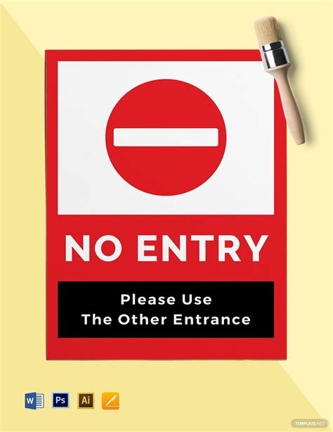 No Entry Sign Template Free  Illustrator Word Apple Pages Psd