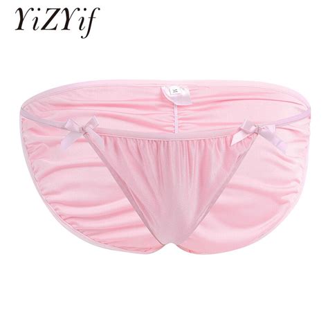 Yizyif Sissy Mens Shiny Bikini Panties Gay Men Underwear Sexy Men Lingerie Bowknots Briefs