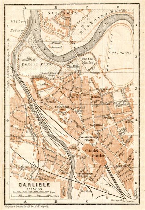 Old Map Of Carlisle In 1906 Buy Vintage Map Replica Poster Print Or