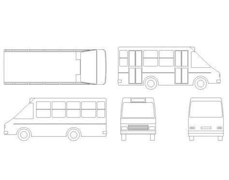 Bus 2 Minibus Plan Autocad File Cadbull