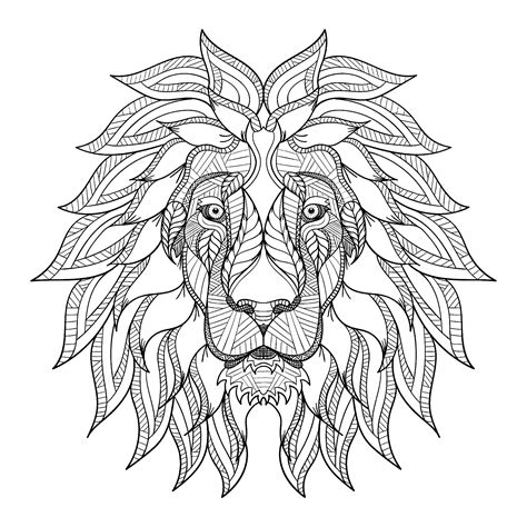 Lion S Head And Pretty Mane Lions Adult Coloring Pages