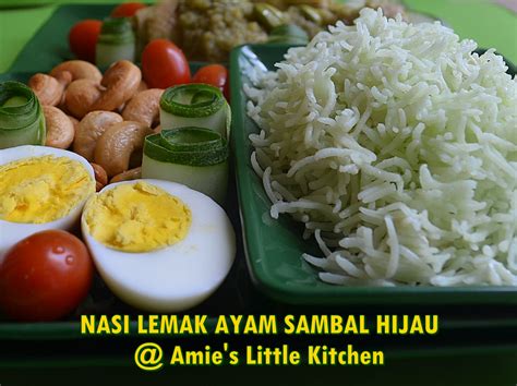 Nasi lemak nasi lemak malaysia sambal bawang nasi lemak teri pedas nasi gemuk. Nasi Lemak Sambal Ayam Hijau - AMIE'S LITTLE KITCHEN