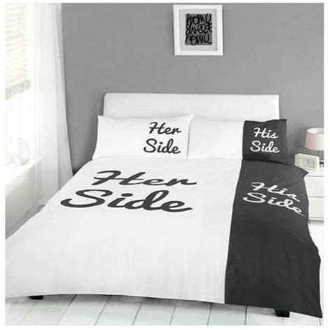 His And Her Side Couples Black Duvet Quilt Cover And Pillow Cases Bed Bedding Set Double Amazon