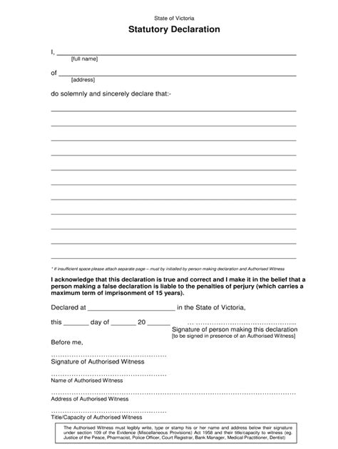 Statutory Declaration Oaths Act Form Fill Online Printable Fillable