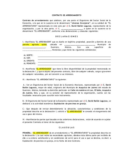 Contrato De Arrendamiento Formato Parcela Pdf Derecho Y Economia Images
