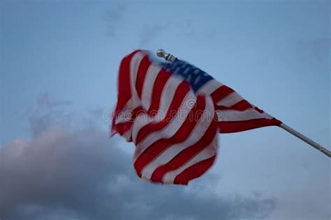 American Flag Blowing In The Wind Blurred Flag Caused By Motion Stock