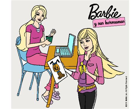Dibujo De Barbie Y Su Hermana Merendando Para Colorear Dibujos Net Kulturaupice