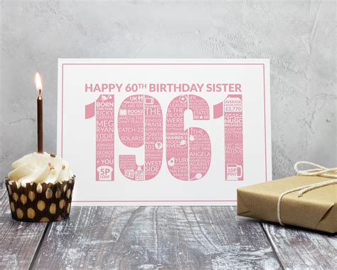 60th Birthday Card Sister Happy 60th Birthday Sister Etsy