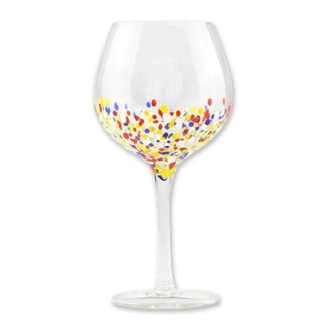 set of 4 wine glasses with confetti detailing