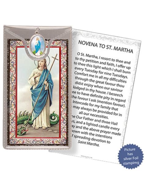St Martha Prayer Card And Enamel Medal Supplied In Plastic Wallet