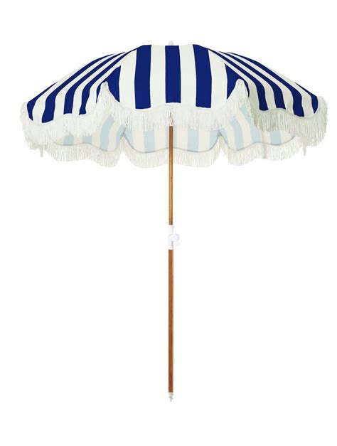 The Holiday Beach Umbrella Navy Crew Stripe Beach Umbrella