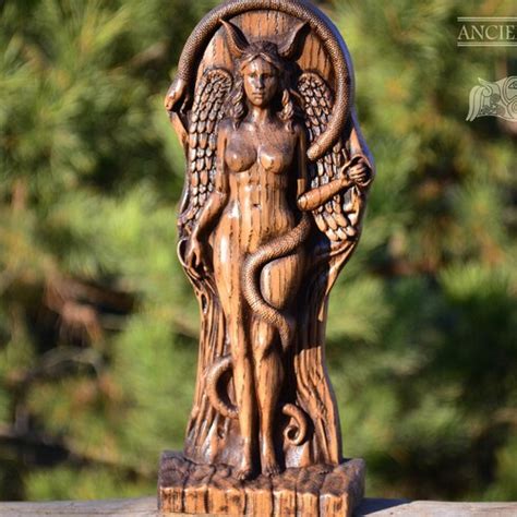 Lilith Statue Lilith Carved Of Wood Inanna Pagan Paganism Etsy