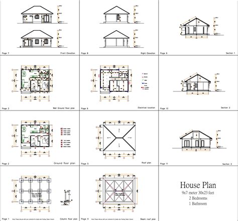 Small House Plans 9x7 With 2 Bedrooms Hip Roof Samhouseplans