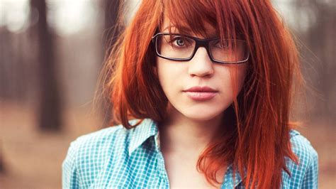 Wallpaper Face Redhead Model Long Hair Women With Glasses