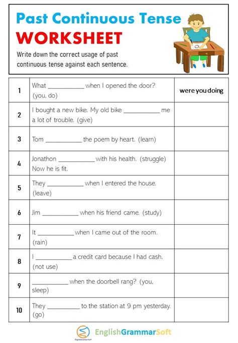 Past Continuous Tense Worksheets With Answers Past Tense Worksheet