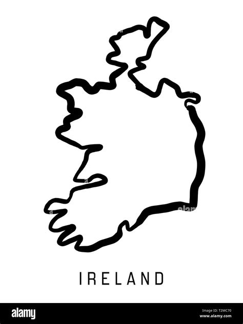 Republic Of Ireland Map Outline Smooth Country Shape Map Vector Stock