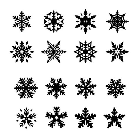Snowflake Icons Black Vector Silhouette Illustration Stock Vector Image