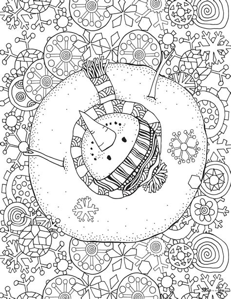 detailed birds eye view of snowman coloring page | Snowman coloring