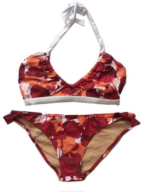 Bcbg Max Azria New Chili Shadow Poppy Floral Print Bikini Swimsuit