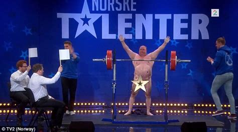 Norways Got Talent Judges Stunned By Naked Powerlifting Record Daily Mail Online