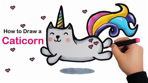 How To Draw A Caticorn Easy Cat Unicorn Drawing Youtube