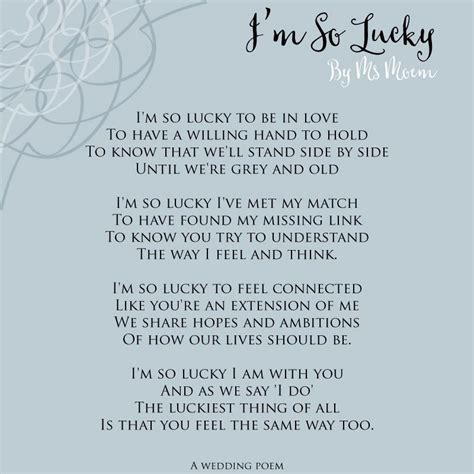 Im So Lucky ~ Wedding Poem Written By Ms Moem 13 Romantic And