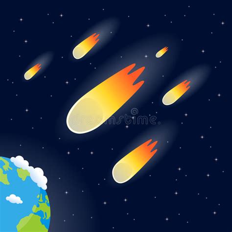 Comets Meteors Or Asteroids Falling Stock Vector Illustration Of