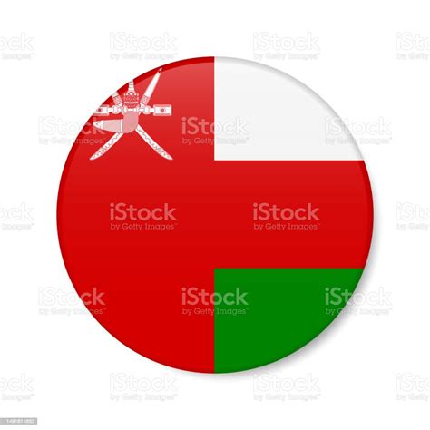 Oman Circle Button Icon Omani Round Badge Flag 3d Realistic Isolated