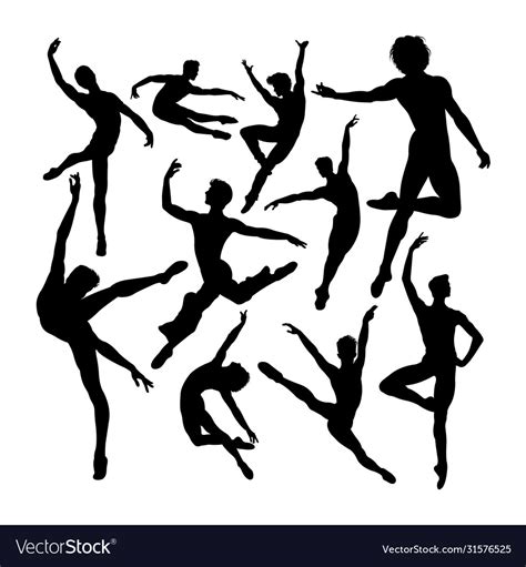 Attractive Male Ballet Dancer Silhouettes Vector Image