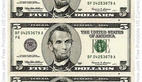 Five Dollar Bill Template - Front Download Printable PDF | Templateroller