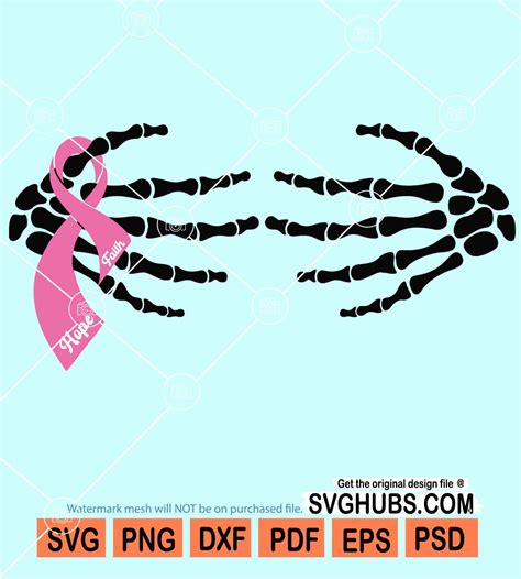 Skeleton Hands Pink Ribbon Svg Halloween Breast Cancer Awareness Svg Hand Skeleton Pink Ribbon Svg