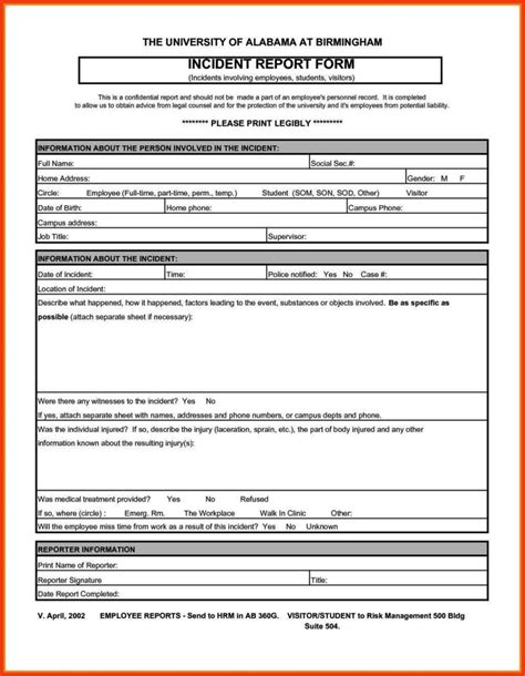 The Amusing Ohs Incident Report Form Template Sampletemplatess For