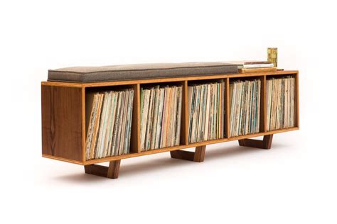 Vinyl Lp Storage Bench Lo Fi Edition With Mid Century Modern Etsy