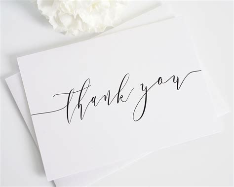 Romantic Calligraphy Wedding Thank You Cards Calligraphy Thank You