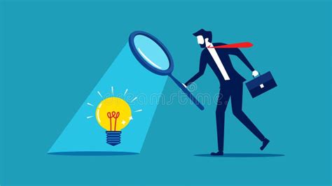 Discover Ideas Businessman Looking At Idea Light Bulb From Magnifying