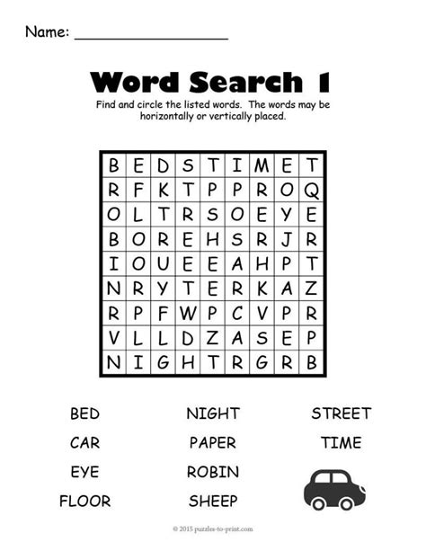 Kindergarten Word Search Puzzle Pack Nouns Kindergarten Word