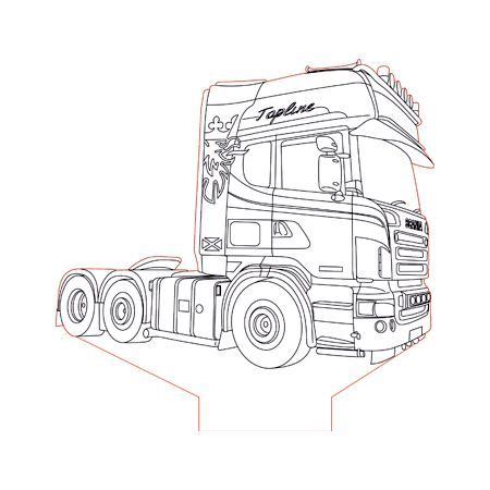 A Drawing Of The Front End Of A Semi Truck