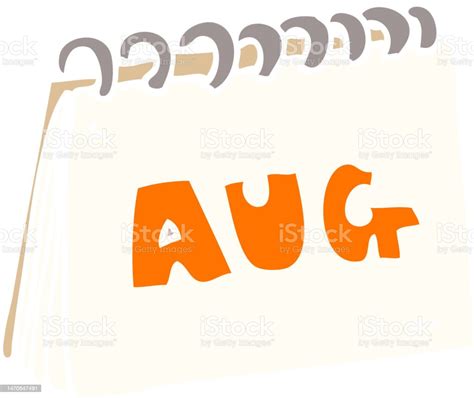 Cartoon Doodle Calendar Showing Month Of August Stock Illustration