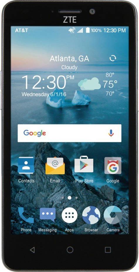 New Atandt Zte Maven 2 4g Lte With 8gb Memory Cell Phone Dark Gray