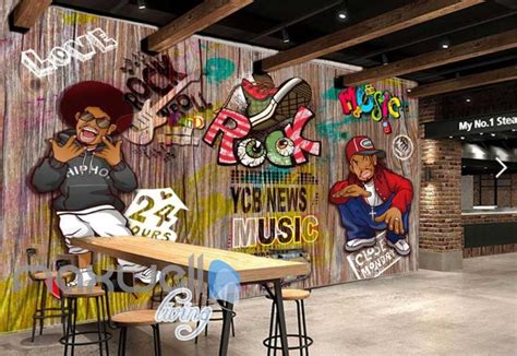 Music Hip Hop Graffiti Art Cartoon Art Wall Murals Wallpaper Decals