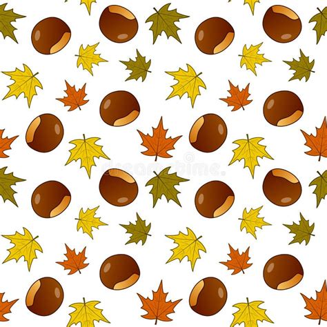 Autumn Leaves Chestnuts Seamless Pattern Ilustração Do Vetor