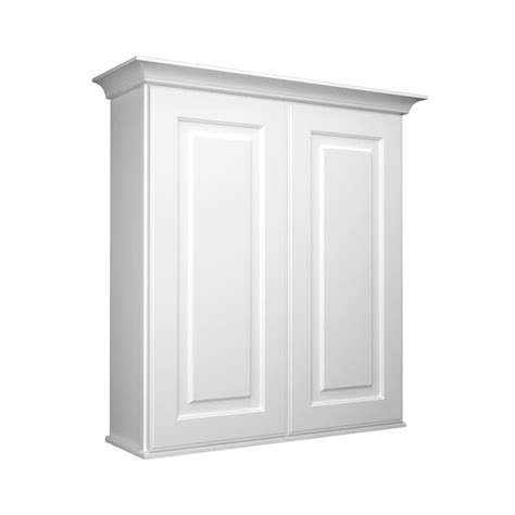 This style of cabinetry is by far the most popular minimal glass in stacked white shakers. KraftMaid 27-in W x 30-in H x 8-in D White Bathroom Wall ...