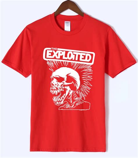 punk style skull mens t shirt exploited printed 2018 summer new casual short sleeve o neck t