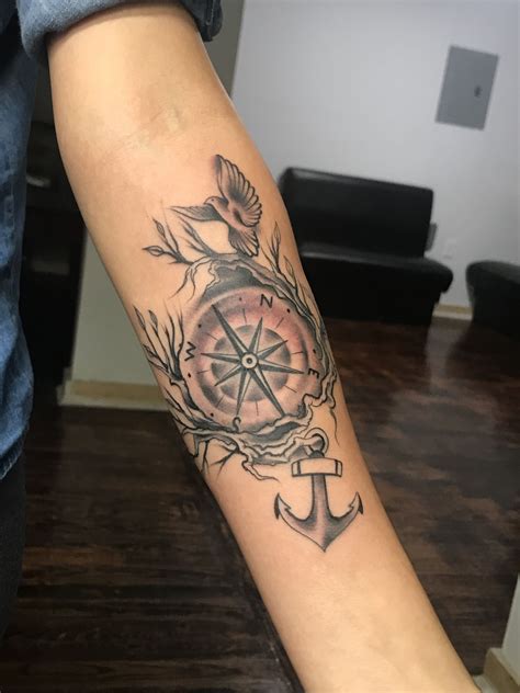 Geometric Anchor With Compass Tattoo Viraltattoo