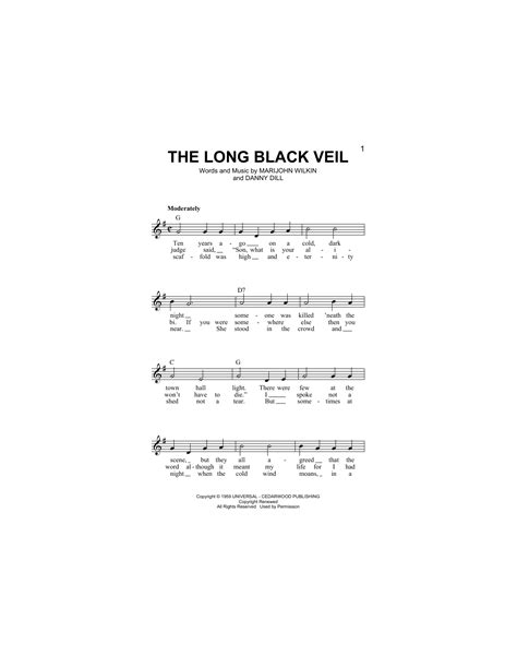 It is told from the point of view of a man falsely accused of murder and executed. The Long Black Veil Sheet Music | Lefty Frizzell | Lead ...