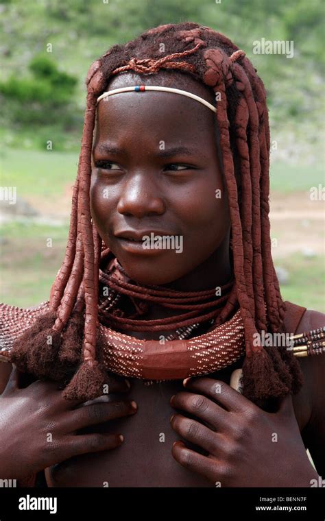 Himba Woman Portrait Kaokoland Kaokoveld Kunene Region Northern Namibia South Africa Stock