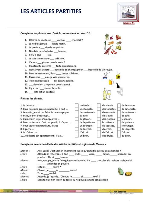 Les Articles Partitifs Enseñanza De Francés Aprender Francés Clases